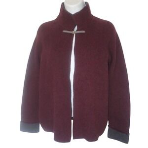 CHIARAMENTE Sweater Cardigan Maroon Gray Buckle Made in‎ Italy Wool S Open